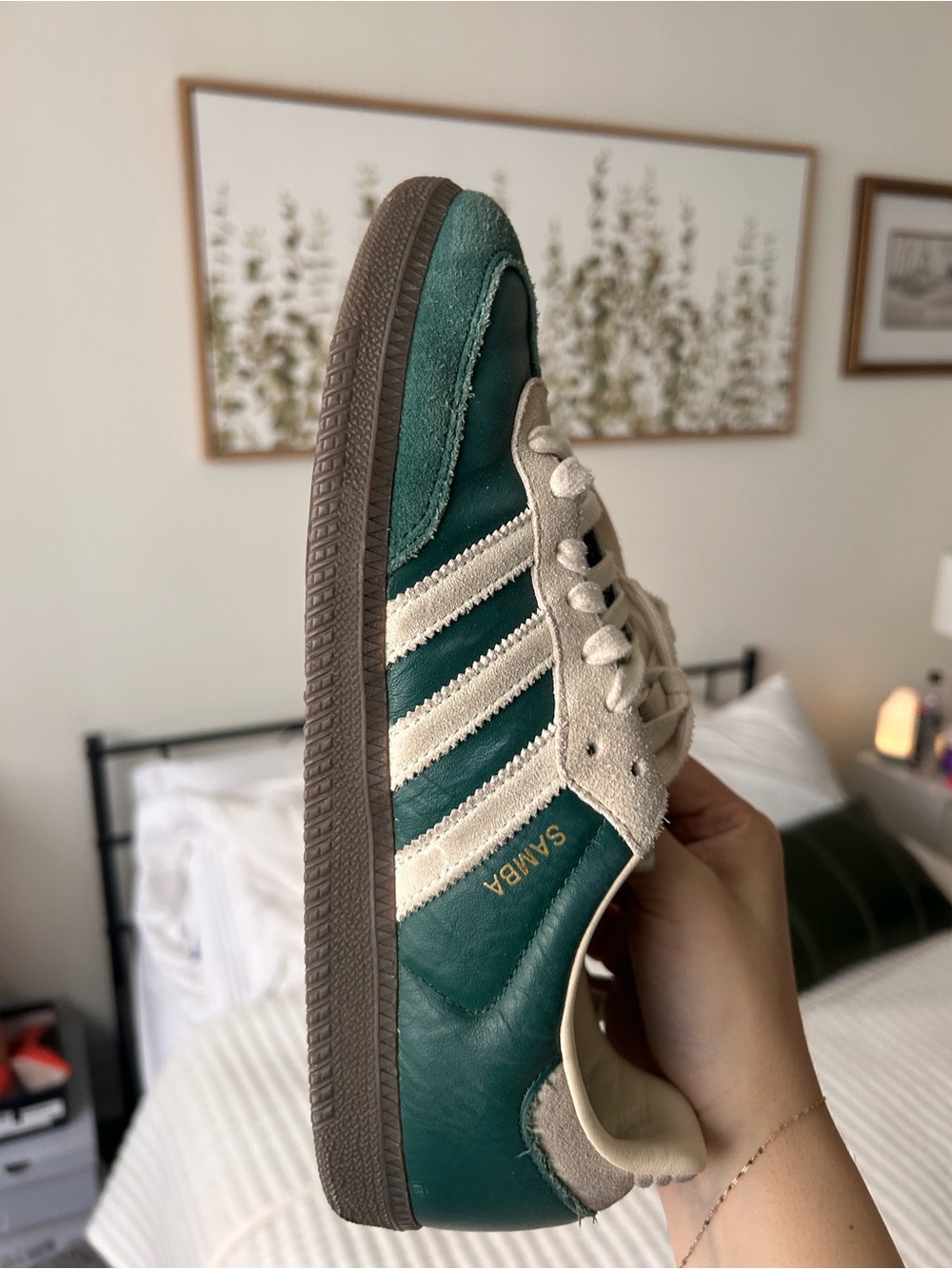 adidas Samba Sneaker in Green and Cream - Picture 7 of 8